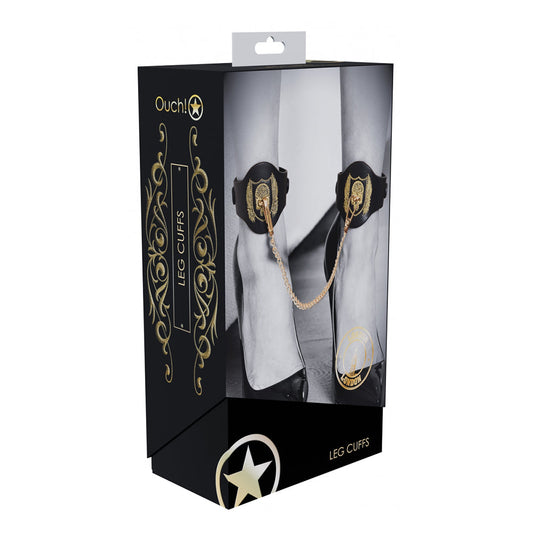 Ouch! London Collection Leg Cuffs – Adjustable Bonded Leather – Black
