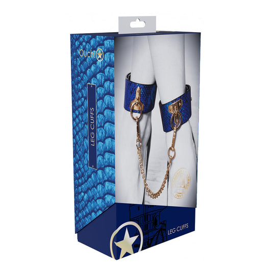 Ouch! Florence Collection Ankle Cuffs – Blue – Adjustable Bonded Leather