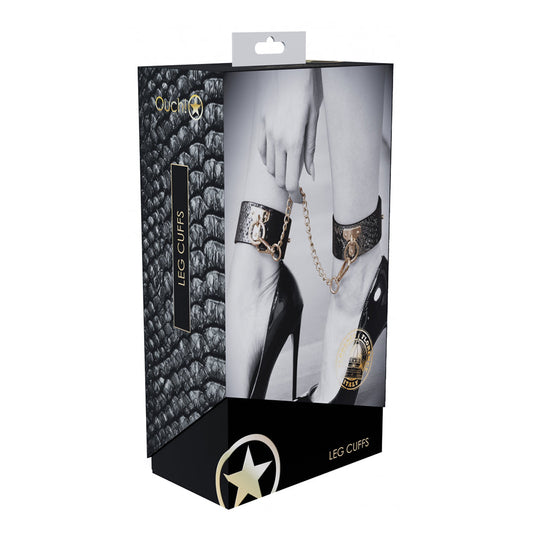 Ouch! Florence Collection Leg Cuffs – Adjustable Black Leather Ankle Cuffs