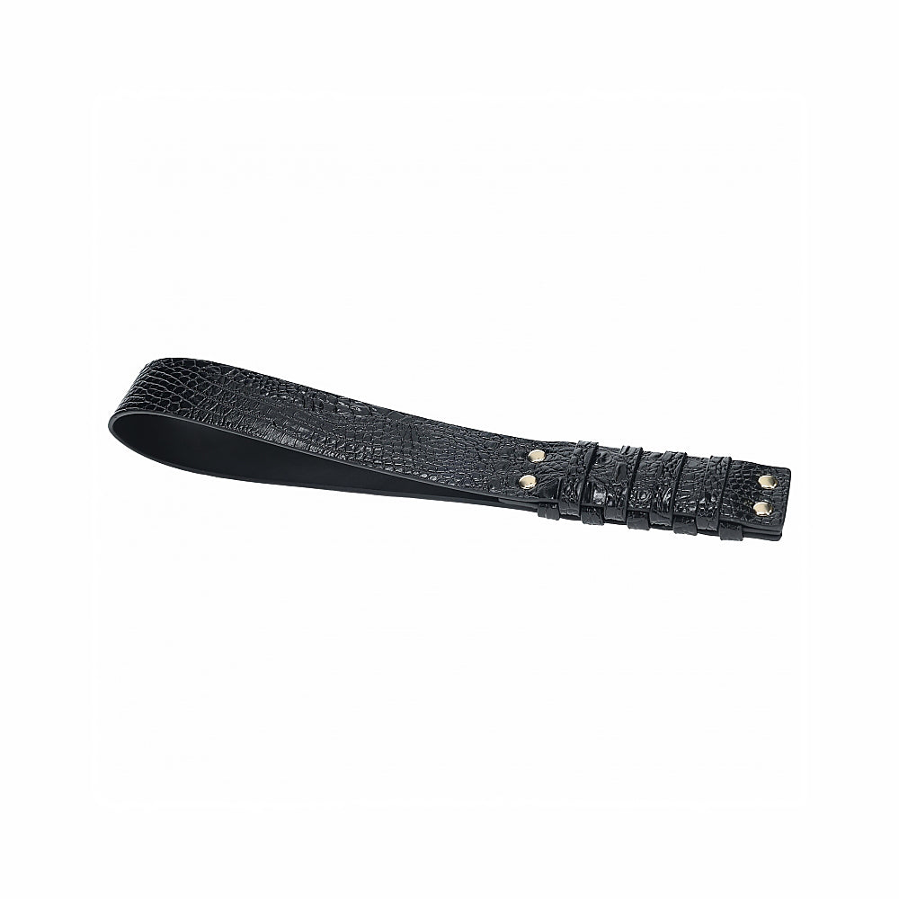 Ouch! International Rome Collection Paddle – Black Leather Paddle with Iridescent Hardware