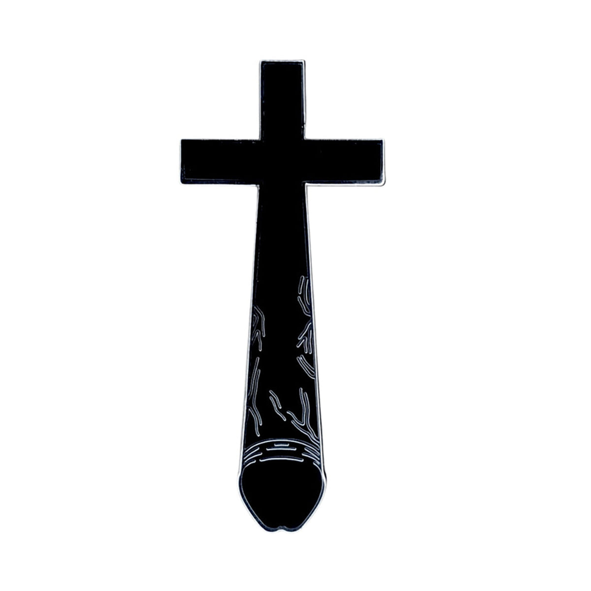 Geeky & Kinky Crucifux Enamel Pin – Black Hard Enamel