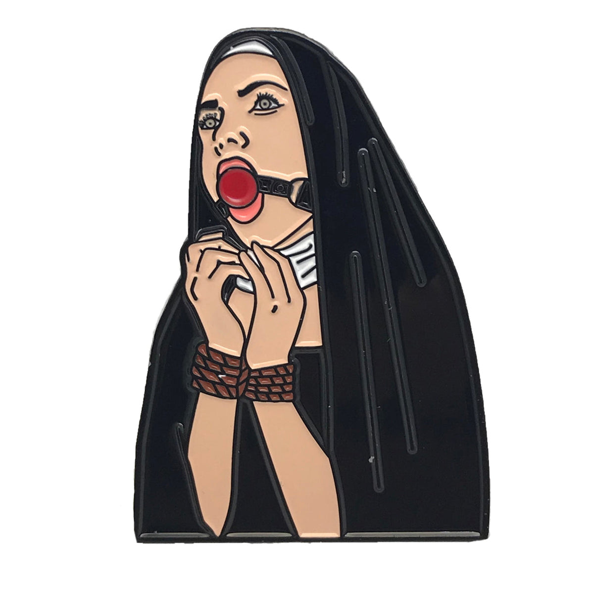 Geeky & Kinky Nunsense Enamel Pin – Black Nickel, Soft Enamel