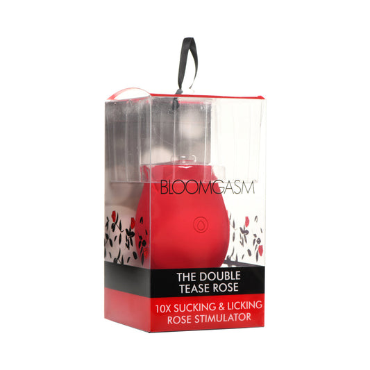 Bloomgasm The Double Tease Rose 10X Sucking & Licking Rose Stimulator – Red