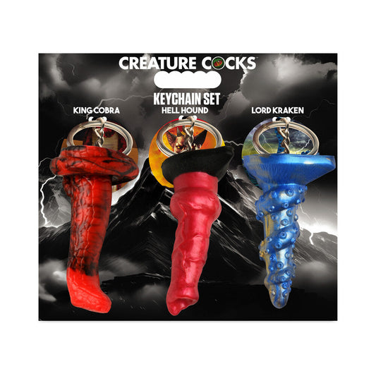 Creature Cocks Silicone Keychain Set - Mini Fantasy Dongs in Assorted Colors