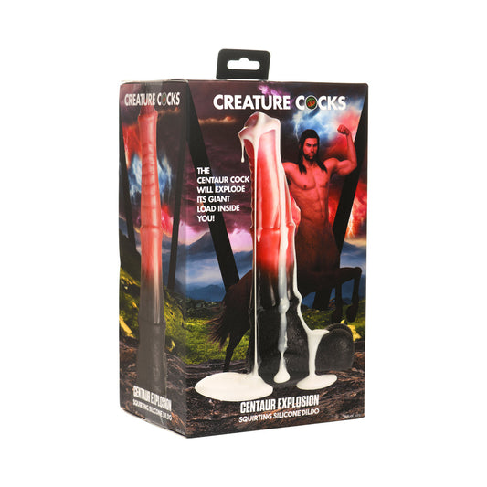 Creature Cocks Centaur Explosion Squirting Silicone Dildo - Peach and Black