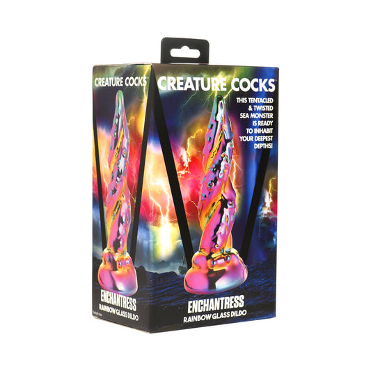 Creature Cocks Enchantress Rainbow Glass Dildo – Multi-Color, Tapered Tip, Body-Safe