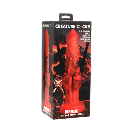 Creature Cocks Fire Hound Silicone Dildo L – Red with Tapered Tip and Suction Cup Base