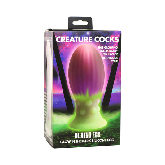 Creature Cocks XL Xeno Egg – Glow-in-the-Dark Silicone Alien Egg – Multi-Color