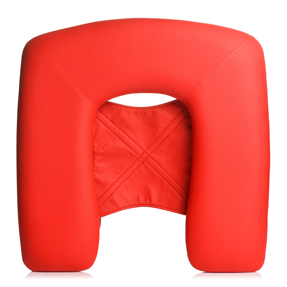 Master Series Face Rider Queening Chair – Red Vegan Leather Stool with Removable Head Sling