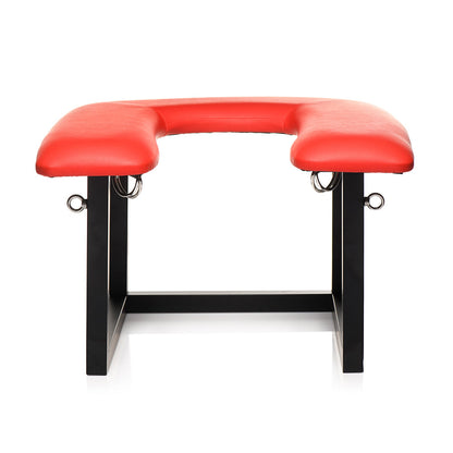 Master Series Face Rider Queening Chair – Red Vegan Leather Stool with Removable Head Sling
