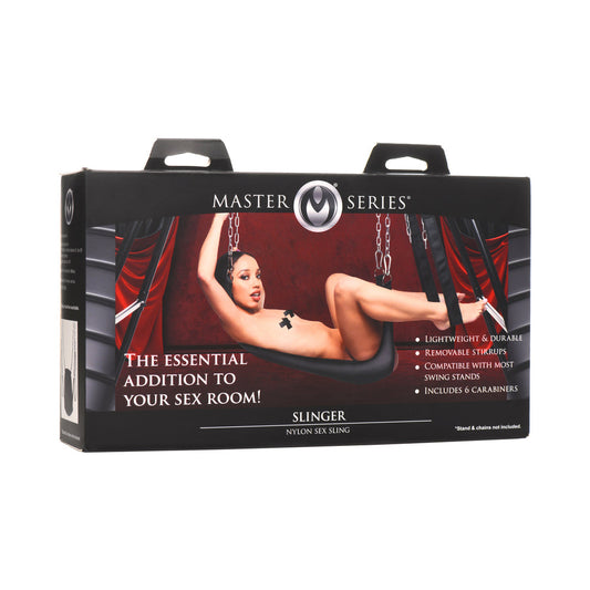 Master Series Slinger Nylon Sex Sling - Black - Durable Design