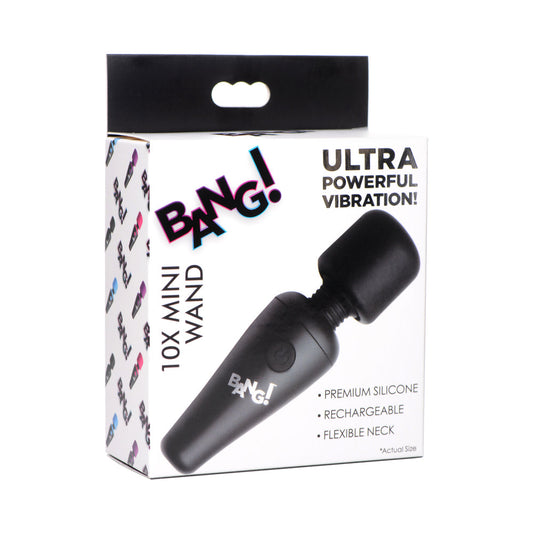 BANG! 10X Vibrating Mini Silicone Wand – Powerful Black Travel Wand