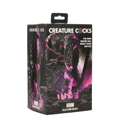 Creature Cocks Grim Silicone Dildo – Textured Purple and Black
