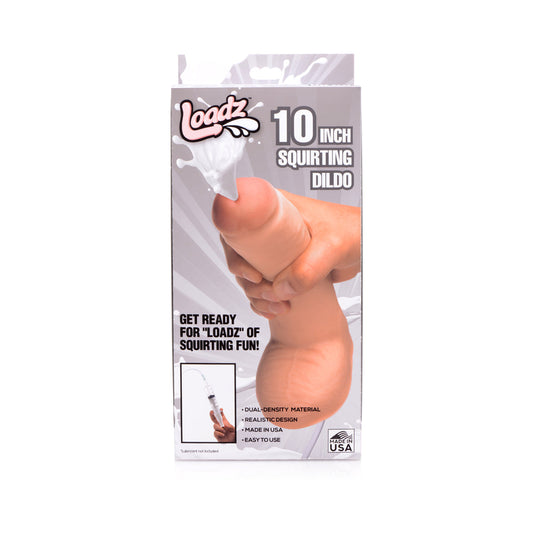 Loadz 10 in. Dual Density Squirt Cock - Tan