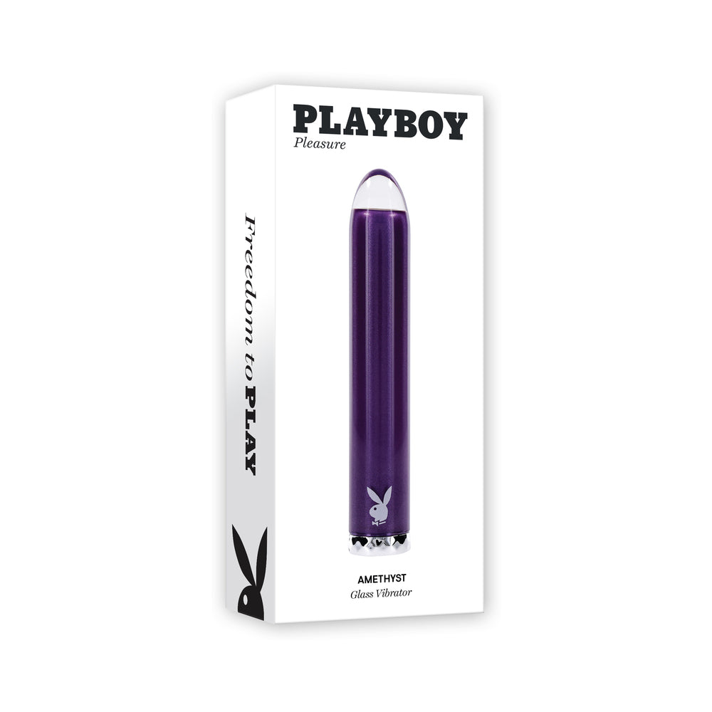 Playboy Amethyst Rechargeable Vibrating Glass Vibe – Purple