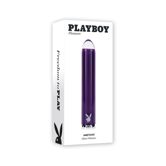 Playboy Amethyst Rechargeable Vibrating Glass Vibe – Purple