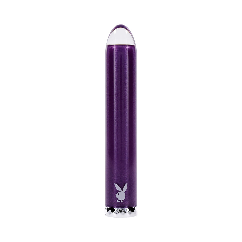 Playboy Amethyst Rechargeable Vibrating Glass Vibe – Purple