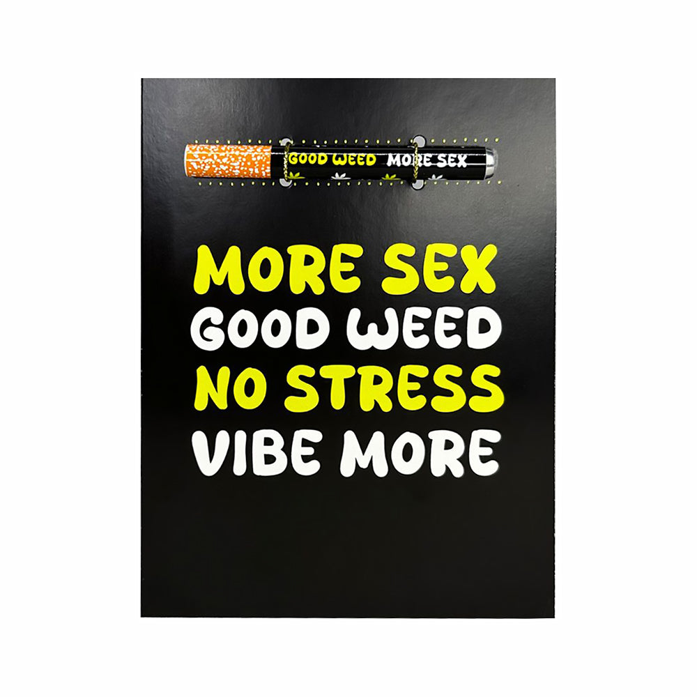 KushKards More Sex One Hitter Kard – Greeting Card with Smoking Accessories – Black