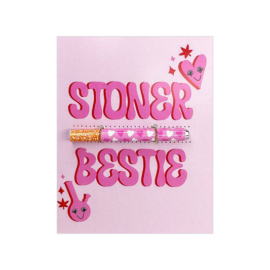 KushKards Stoner Besties One Hitter Kard Greeting Card with One-Hitter Pipe – Light Pink