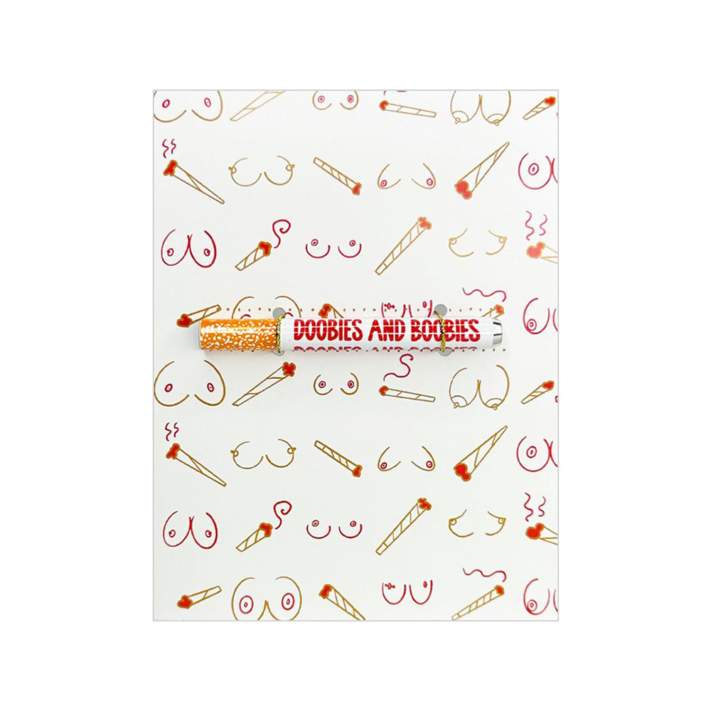 KushKards Doobies Boobies One Hitter Kard - Greeting Card with One-Hitter Pipe - White