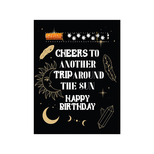 KushKards Celestial Birthday One Hitter Kard – Greeting Card with One-Hitter Pipe – Black
