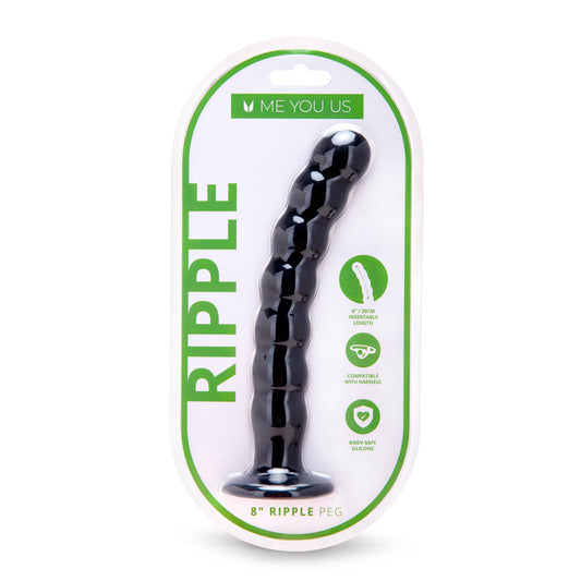 Me You Us 8 in. Ripple G-Spot Peg – Black – Silicone