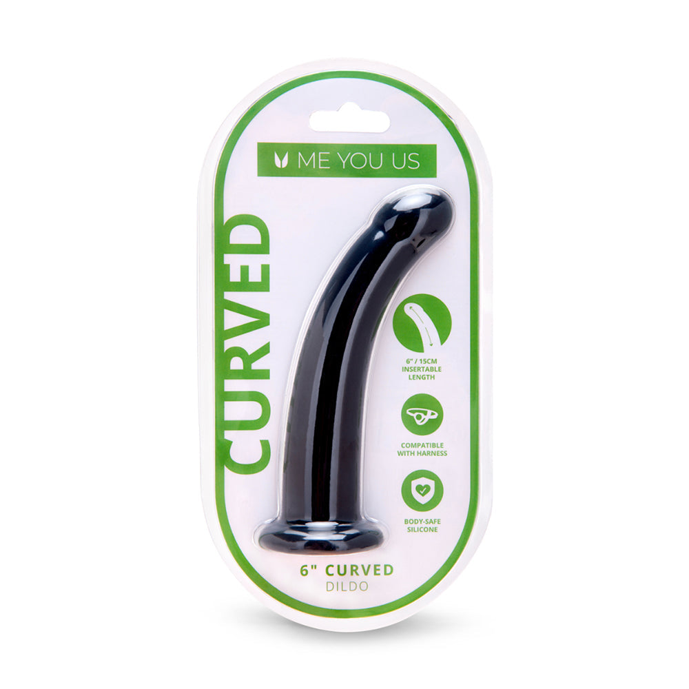 Me You Us 6 in. Black Curved Silicone Dildo – Targeted Stimulation