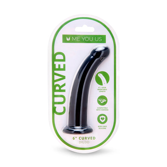 Me You Us 6 in. Black Curved Silicone Dildo – Targeted Stimulation