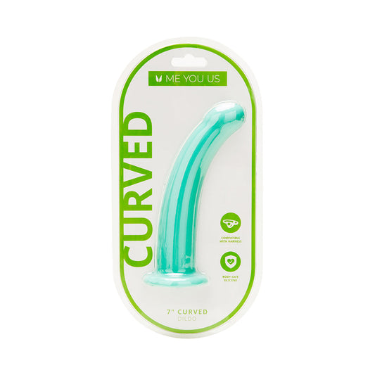 Me You Us 7 in. Aqua Curved Silicone Dildo – Teal