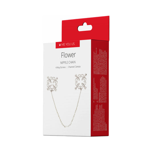 Me You Us Flower Design Nipple Chain – Silver