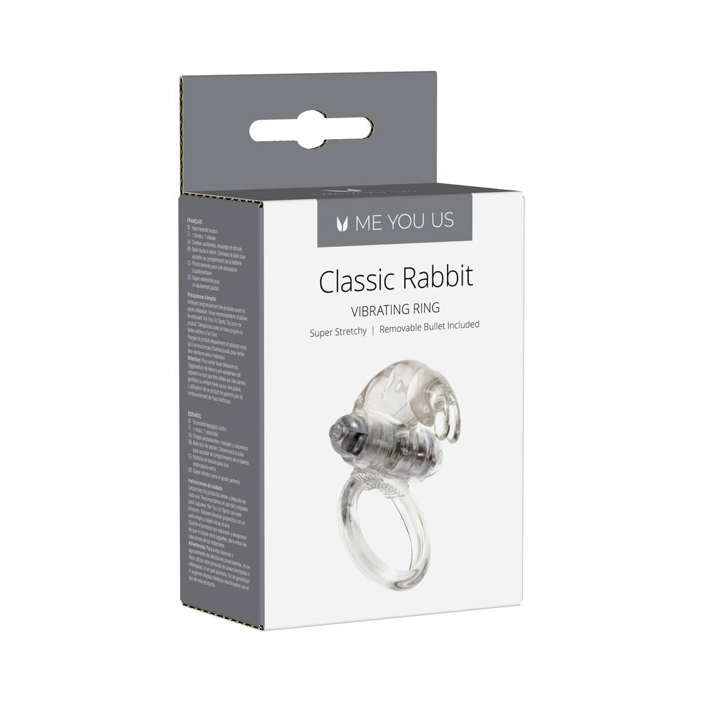 Me You Us Classic Rabbit Cock Ring with Vibrating Bullet – Clear