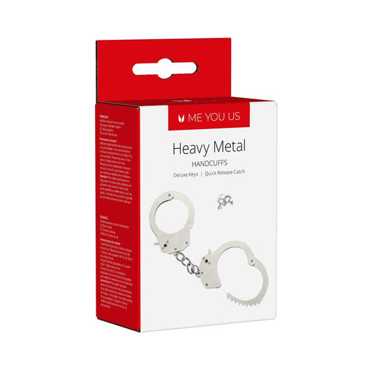 Me You Us Heavy Metal Handcuffs – Silver – Adjustable Size