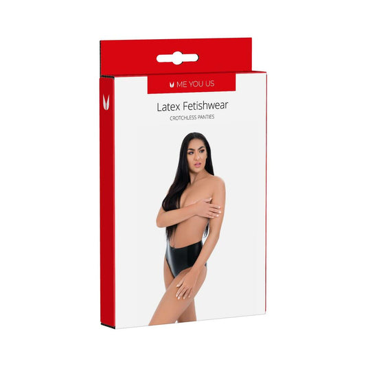 Me You Us Latex Crotchless Panties – Black – Small