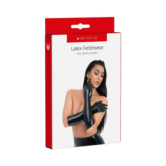 Me You Us Latex Full Length Gloves – Black – Size Small