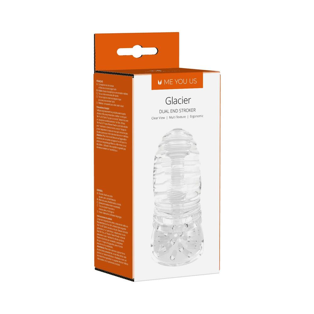 Me You Us Glacier Dual End Stroker – Clear – Dual Hole Design with Textures