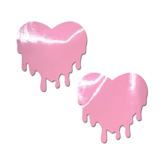 Pastease Melty Heart Nipple Pasties – Baby Pink – Faux Latex Pleather Vinyl