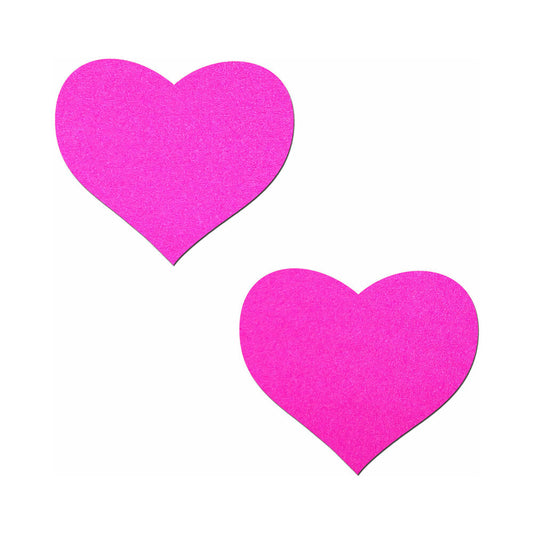 Pastease Neon Pink Day-Glow Lycra Heart Nipple Pasties – Hot Pink