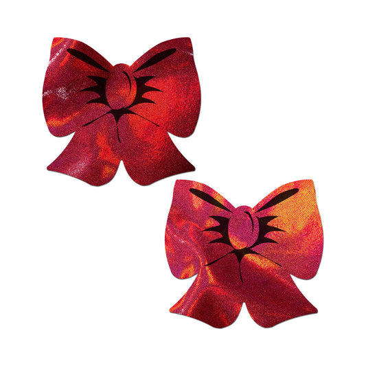 Pastease Bow Red Holographic Breast Covers – Maximum Coverage for Larger Busts