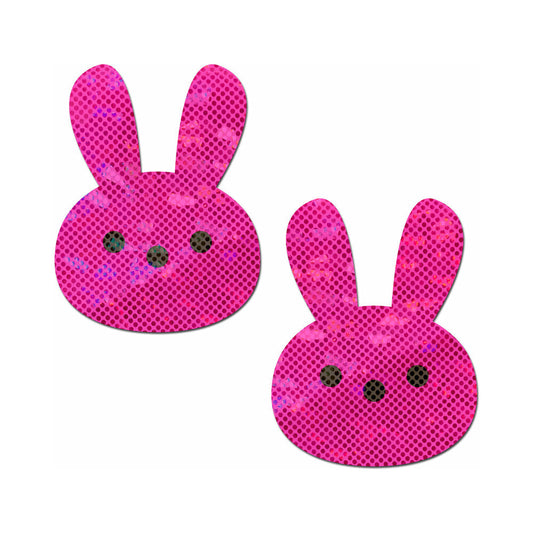 Pastease Glittery Pink Marshmallow Easter Bunny Nipple Pasties – Soft Vinyl Adhesive Pasties