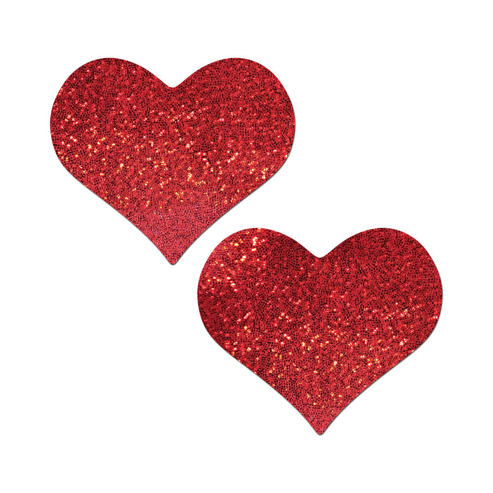 Pastease Heart Glitter Red Full Breast Covers - Modest Coverage with Lift