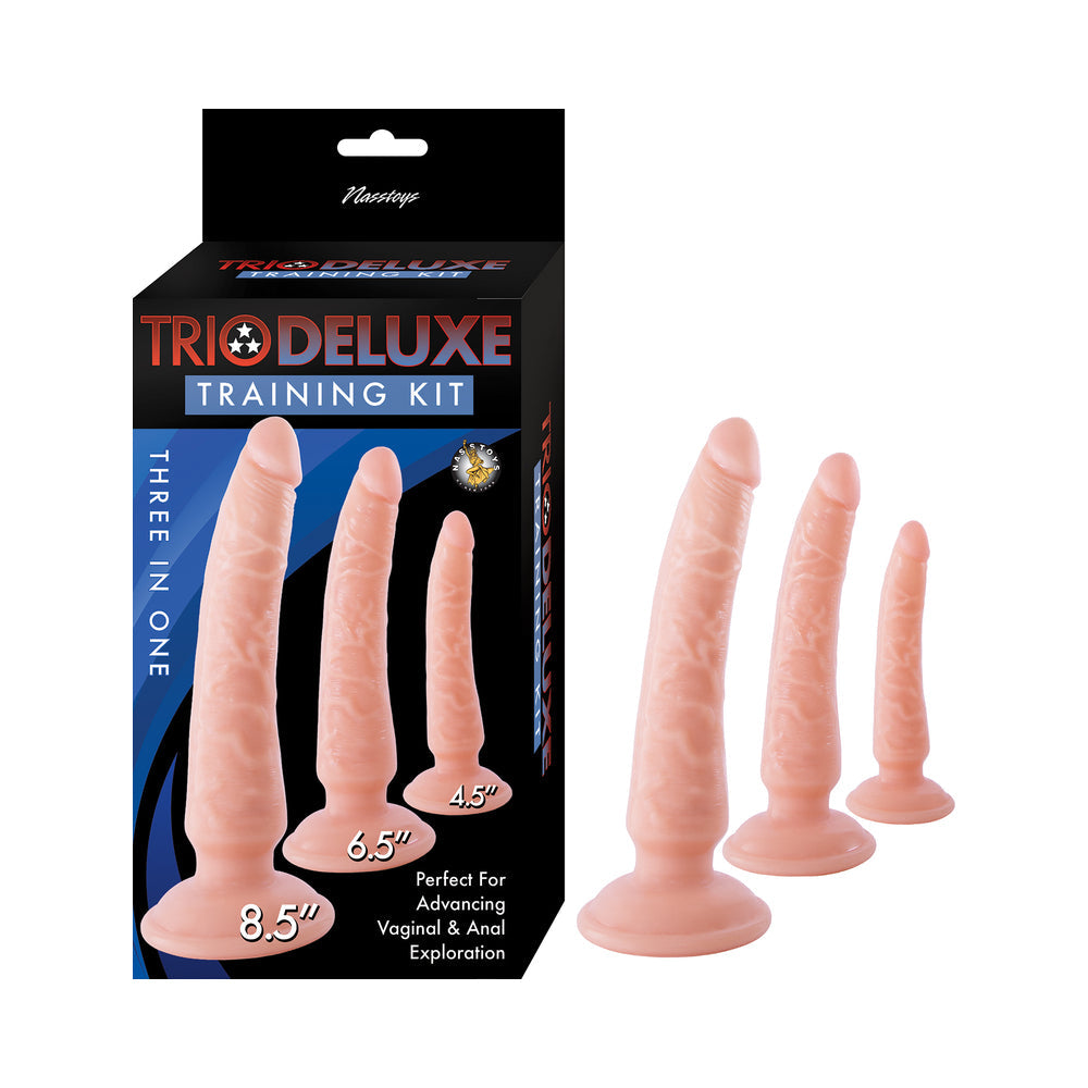 Nasstoys Trio Deluxe Training Kit – Three Flexible Dildos with Suction Cups – Beige