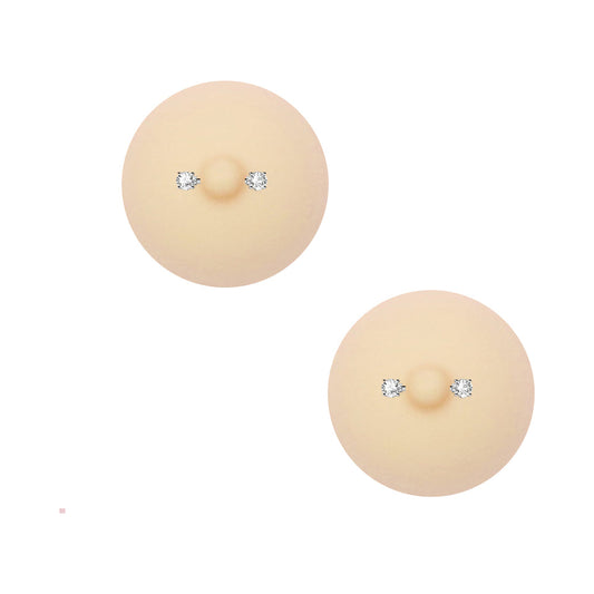 Neva Nude NuNip Peek A Boo Piercing Nude Nipple Reusable Silicone Nipple Pasties - Vanilla