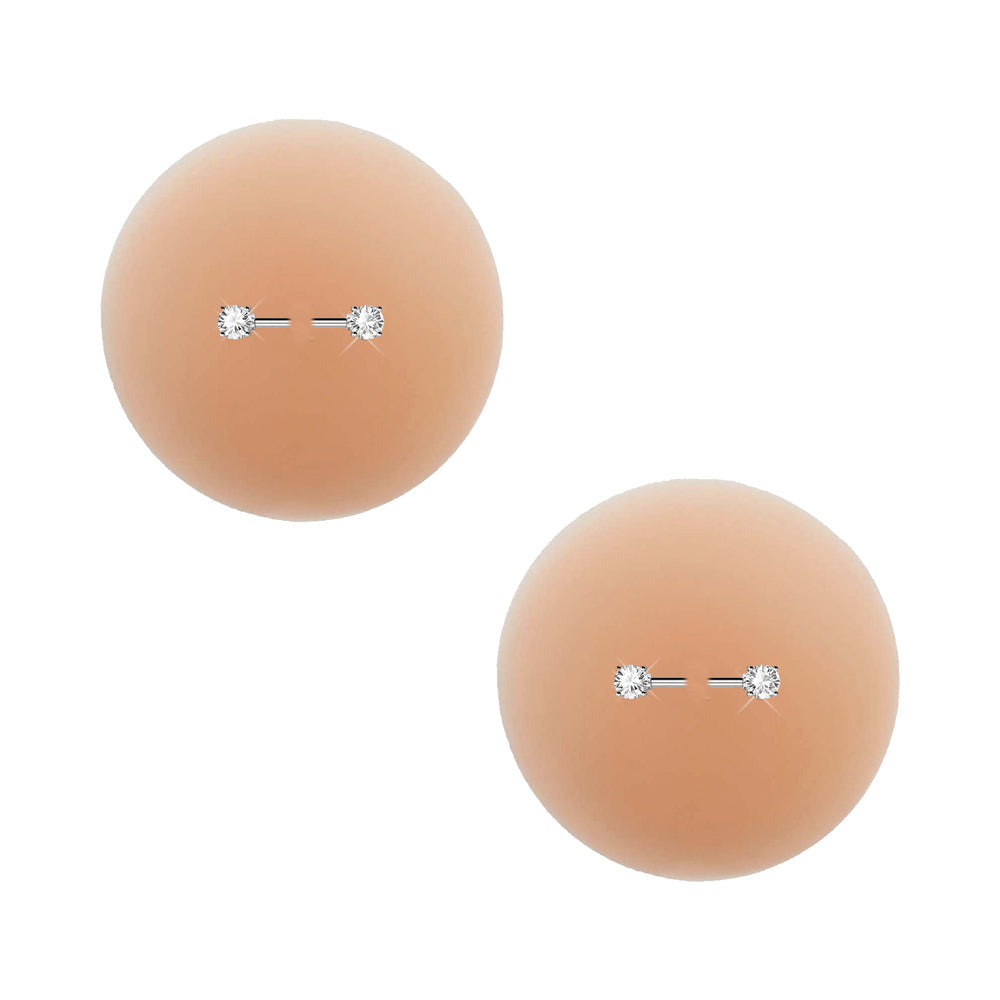 Neva Nude Peek-A-Boo Diamond Dazzle Silicone Nipple Pasties – Tan