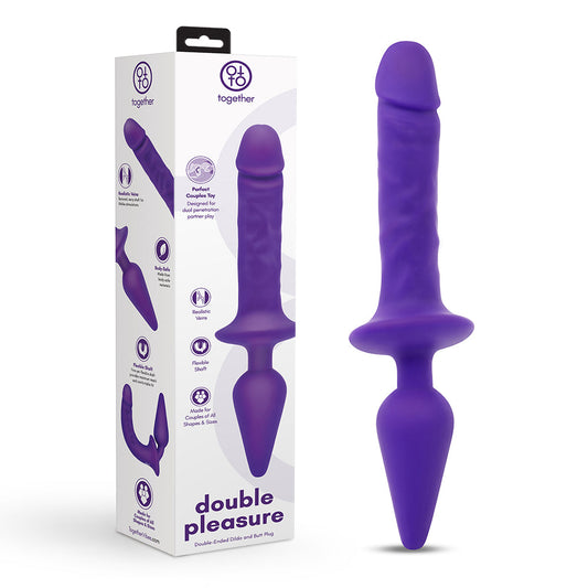 Together Couples Double Pleasure Toy – Purple – Dual-Ended Dildo and Butt Plug