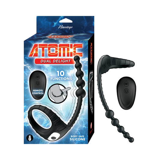 Nasstoys Atomic Dual Delight Vibrating Ring and Anal Beads – Black