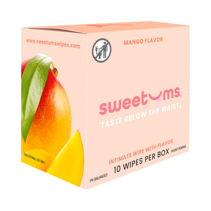 Sweetums Mango Flavored Intimate Wipes - 10-Pack, pH-Balanced