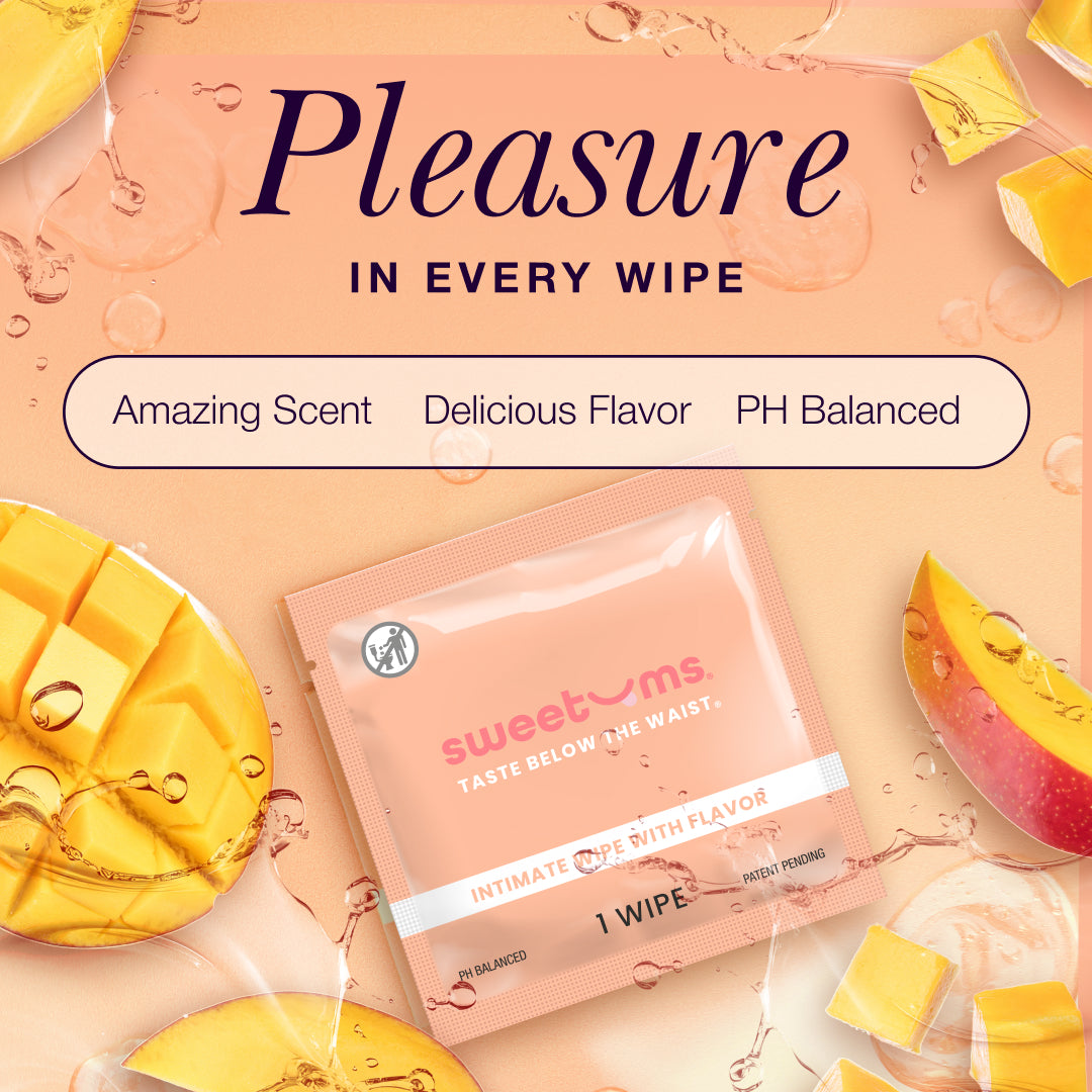 Sweetums Mango Flavored Intimate Wipes - 10-Pack, pH-Balanced