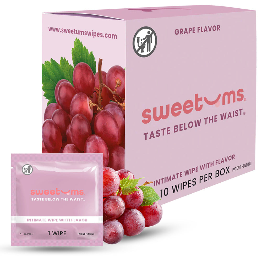 Sweetums Grape Flavor Intimate Wipes – 10-Pack