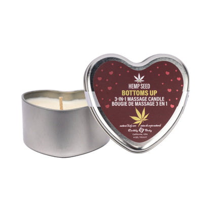 Earthly Body Hemp Seed 3-in-1 Massage Candle Bottom's Up – 4.7 oz – Wild Blueberries Scent