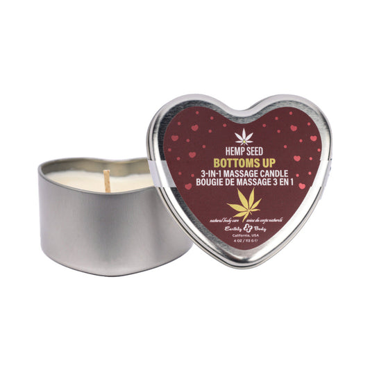 Earthly Body Hemp Seed 3-in-1 Massage Candle Bottom's Up – 4.7 oz – Wild Blueberries Scent
